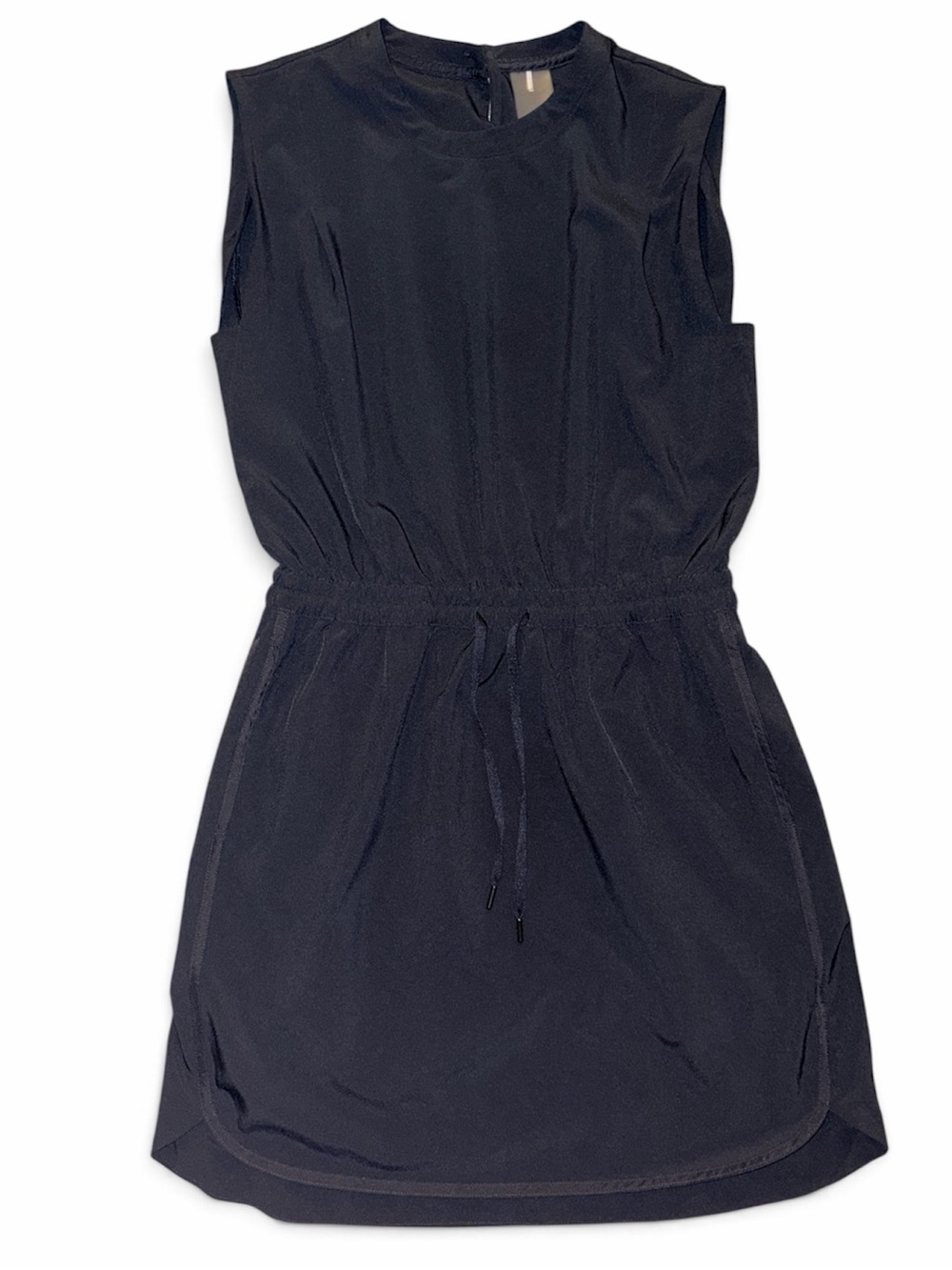 Sleeveless Black Drawstring Waist Dress
